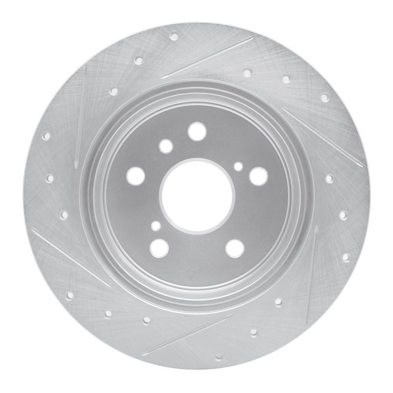 Lexus RX300 Brake Rotor (1) - Rear Right - R1 Concepts - Drilled & Slotted - Silver - `99-`03